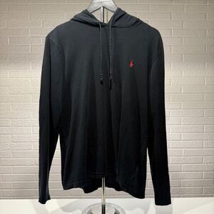 Polo Ralph Lauren Mens‎ Long Sleeve Hoodie Shirt Black Red Logo